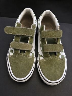 Vans Kids Olive Green Checkerboard Shoes
